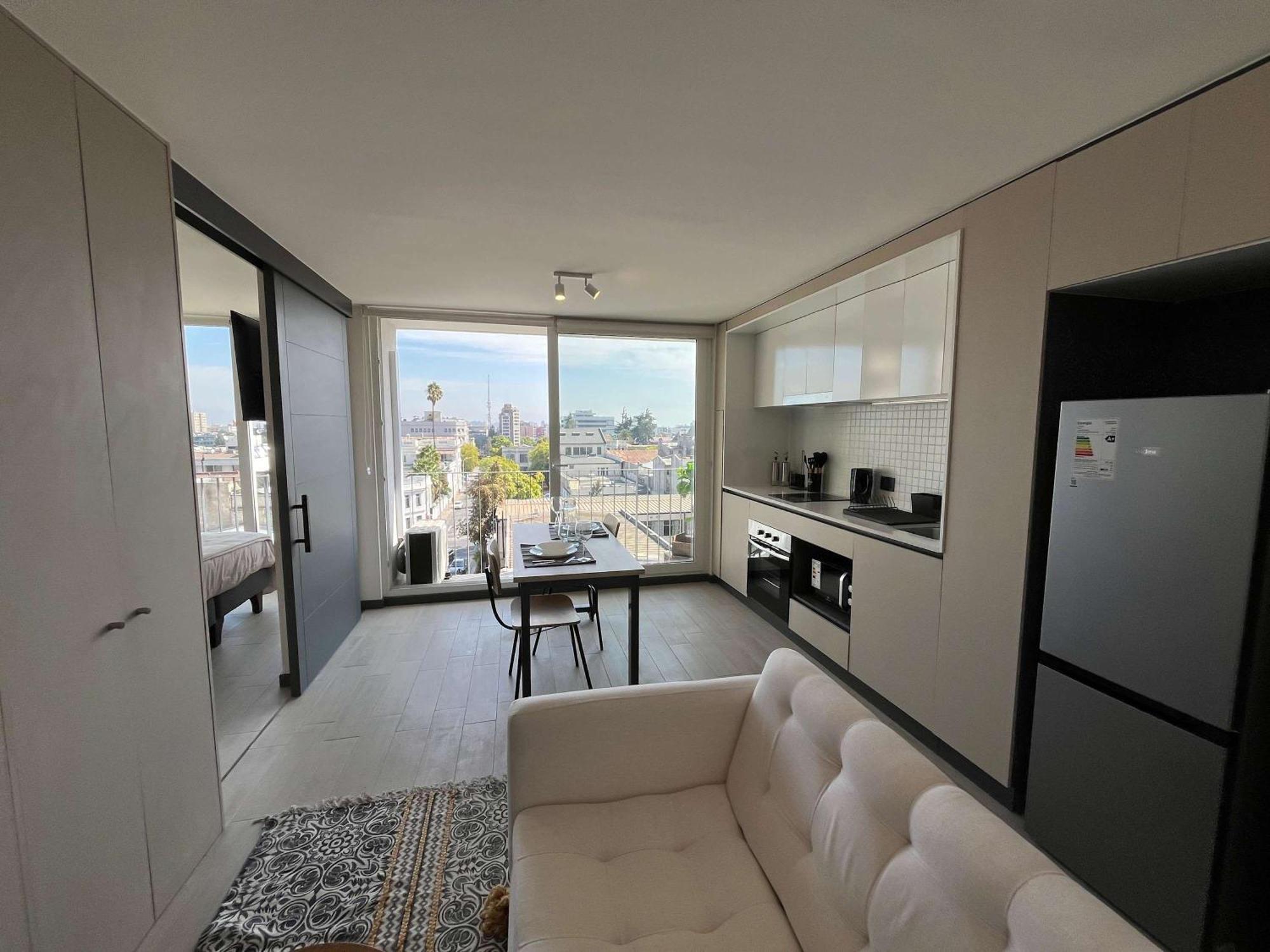 Apartamento Hom I 1d1b Con Hermosa Vista Metro Parque Almagro Cs907 Santiago de Chile